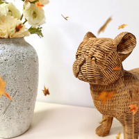 Exquises décorations de bureau en résine, style rotin tressé, représentant de petits animaux, faites à la main, d'inspiration antique