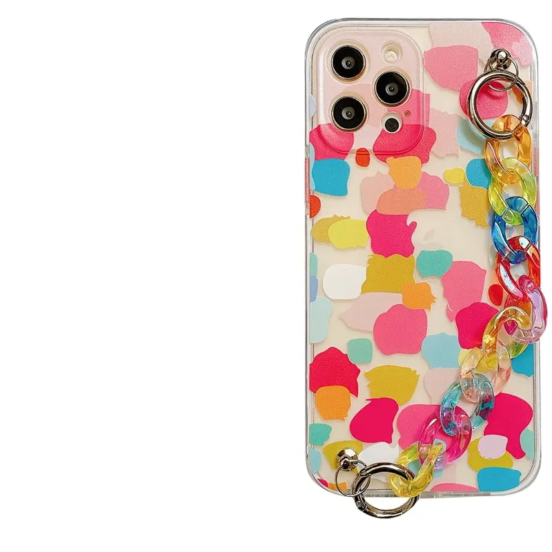 Cadena de color caramelo para teléfono móvil, joyería artesanal, hebilla de metal, bolsa, cadena de plástico