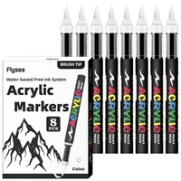 8 Marqueurs Pinceaux Acryliques Noirs et Blancs à Base d'Eau, Stylos Peinture Sans Réservoir d'Encre pour Art DIY sur Roche, Bois, Verre, Toile