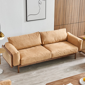 PurelyFeel nouveau canapé en bois massif médiéval chinois Europe du Nord canapé en rotin en bois de frêne salon combinaison canapé en tissu - Product Image 3