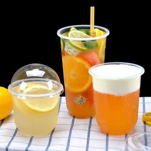 Vasos Desechables de PET Transparentes de Pared Simple con Logotipo Personalizado, Forma de U de 89 mm, 8 oz, para Bebidas Frías, Café Helado, Té con Leche y Burbujas, con Tapas - Product Image 4