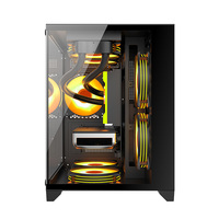 Boîtier PC Gaming MicroATX Mid Tower avec panneau latéral en verre trempé, construction en acier, design horizontal pour les gamers