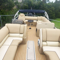 Yacht sportif moderne de haute qualité en fibre de verre, bateau ponton commercial pour fêtes avec moteur hors-bord, certifié CE, garantie de 3 ans