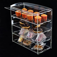 Vitrina Acrílica Transparente de Múltiples Niveles para Alimentos, con Puerta Corredera a Prueba de Polvo, Exhibidor de Pasteles y Repostería para Panadería, Cafetería, Centro Comercial