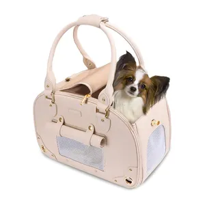 Trasportino per animali domestici pieghevole impermeabile Premium in pelle PU borsa per animali portatile borsa per cani gatto per cane gatto