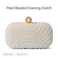 Nouvelle pochette vintage en satin perlé avec chaîne, pochette de soirée pour femme pour mariage ou fête