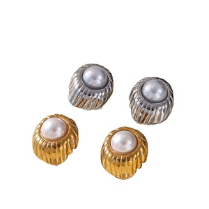 Fashion <strong>Jewelry</strong> Earings High Quality 18K Gold Plated Pearl Stud Earrings with Bead Threads Waterproof <strong>Jewelry</strong> for Women Trendy - Product Image 1
