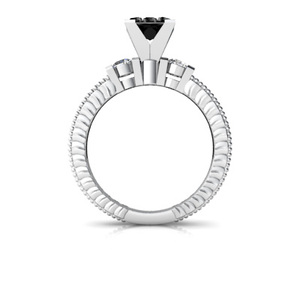 Anillo de boda de oro sólido de 14 quilates, Diamante Blanco y Negro Natural de 0,51 Ct, sortija de boda de diamantes negros, oro blanco de 14 quilates - Product Image 4