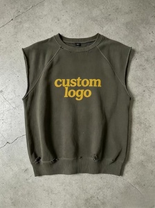 Sweat-shirt tricoté sans manches personnalisé avec logo, col rond, haut décontracté pour homme, impression sur le devant, coupe classique, 100% coton - Product Image 1