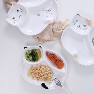 Assiette en céramique créative pour chat, en porcelaine, divisée, pour enfants, en forme d'animal de dessin animé, pour le petit-déjeuner - Product Image 3