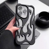 Nouvelle Mode Flamme Motif 3D Texture De Refroidissement TPU Ultra-Mince Cas pour iPhone 16 15 Pro Max Couleurs De Luxe Antichoc Téléphone Cas