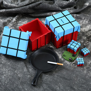 Top Rhyme Ashtray Collectible Figurine Resin Ornament Square Geometric Shape Keychain <b>Gift</b> for Men Birthday Souvenirs - Product Image 1