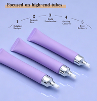 Tube de crème pour les yeux imprimé sur mesure, embout à bille et capuchon électroplaqués argent, tube cosmétique souple en plastique à presser