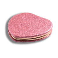 Miroir Bling Cœur Mini Rose Compact de Voyage Maquillage Mignon à Main Portable Pailleté Petit MOQ
