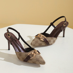 Colección Primavera Verano 2025: Zapatos de Tacón Alto Elegantes para Mujer, Diseño de Punta Cerrada, con Tacón de Aguja, para Exteriores, que Aumentan la Estatura - Product Image 1