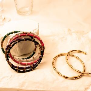 Elegant No Fading Durable Stainless Steel Chunky 316l 18k <b>Gold</b> <b>Plated</b> Women's Fashion Bamboo <b>Bangles</b> Jewelry for Women - Product Image 4