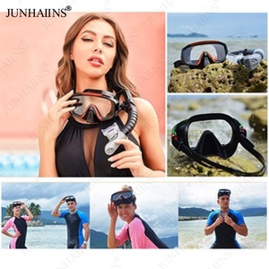 JUNHAIINS مقاوم للماء مضاد للضباب أقنعة غوص زجاجية للكبار مع أنبوب تنفس للغطس تحت الماء - Product Image 6