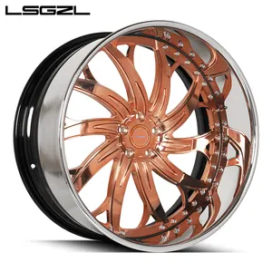 custom 2 piece 3 piece forged alloy deep concave dish 20 22 24 26 inch 5x114.3 5x112 6x130 5x130 5x120 5x127 Chrome wheel rims