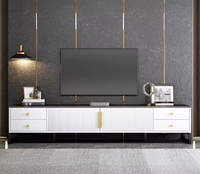 Ensemble meuble TV et table basse moderne blanc et or, grande capacité de rangement, meuble TV pour salon, chambre, mobilier de maison