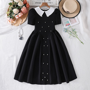 Nouvelle Robe de <span class=keywords><strong>Princesse</strong></span> Mignonne pour Filles, Col Rond, Manches Courtes à Volants, Couleur Unie, Collection Printemps-Été 2026 - Product Image 1