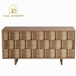 Meuble TV Rétro Nordique Style Wabi-Sabi en <span class=keywords><strong>Bois</strong></span> Massif, Meuble <span class=keywords><strong>d</strong></span>'Entrée Créatif Tressé, Armoire de Rangement au Design Artistique - Product Image 2