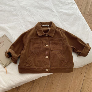 Veste de printemps et d'automne pour enfants, mode coréenne pour garçons, veste de lavage pour enfants, manteau en tissu sergé de coton pour bébés - Product Image 6