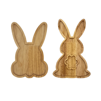 Plateau de service en bois en forme de lapin de Pâques - Plateau en bois en forme de lapin pour collations et fruits - Décoration de table mignonne pour fête de Pâques