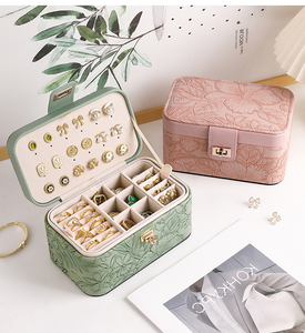 Boîte de <span class=keywords><strong>rangement</strong></span> pour bijoux imprimée de luxe léger, grande capacité, compartiments superposés, boîte à bijoux en velours perlé de haute qualité - Product Image 6