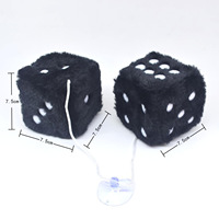 Dés mignon voiture décor cintre 3 pouces cheveux longs thermo-estampillé point dés en peluche jouet porte-clés Cube pendentif voiture suspendus décoration