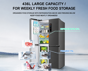 Refrigerador Side-by-Side de 436L, sin Escarcha, de 2 Puertas, Compacto, de Acero Inoxidable, Eficiente Energéticamente, Independiente, para el Hogar - Product Image 4