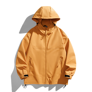 Design OEM Vente en gros <span class=keywords><strong>Softshell</strong></span> léger d'automne vierge Fermeture éclair complète à capuche Manteau de randonnée pour hommes Coupe-vent Veste tactique décontractée - Product Image 3