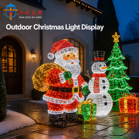 Juego de Faroles Navideños Gigantes para Exteriores con Diseño de Santa Claus, Muñeco de Nieve y Árbol de Navidad, Decoración LED para Parques, Plazas y Jardines