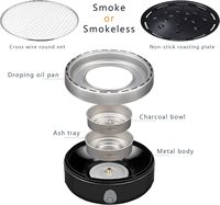 PIOEN Portable Métal Sans Fumée Charbon De Bois Barbecue Grill 4A Batterie Puissance Mini Table Barbecue Ventilateur Camping En Plein Air, Noir