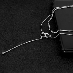 Hot Selling Simple Niche Design Double Layered <b>Chain</b> Necklace <b>Titanium</b> Steel Silver Plated Women's Necklaces Fashionable Jewelry - Product Image 2