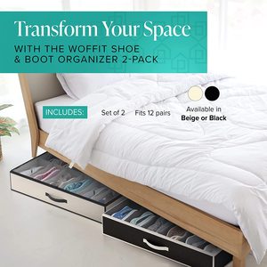 Lot <span class=keywords><strong>de</strong></span> 2 grands organiseurs <span class=keywords><strong>de</strong></span> rangement pour chaussures sous le <span class=keywords><strong>lit</strong></span>, robustes, pour 12 paires <span class=keywords><strong>de</strong></span> chaussures, pour enfants et adultes, vente en gros d'usine - Product Image 2