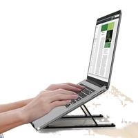 Support pour ordinateur portable en alliage d'aluminium, réglable, pliable, portable, support pour ordinateur portable et tablette, 17 pouces, avec base de refroidissement antidérapante en silicone