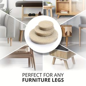 Almohadillas Redondas de Fieltro Resistentes SoftTouch, Adhesivo Fuerte, Protector de Piso Silencioso, Varios Tamaños, Beige Personalizado, Fácil Instalación - Product Image 3