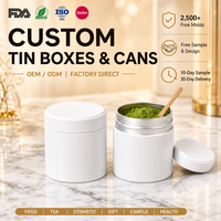 Boîte à matcha personnalisée en fer blanc de qualité alimentaire avec couvercle en feuille d'étain, conteneur de stockage de poudre