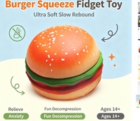 Hamburger géant réaliste en TPR de 19,5 cm, 550 g, jouet anti-stress amusant à presser, ultra-doux, à récupération lente, en forme de nourriture