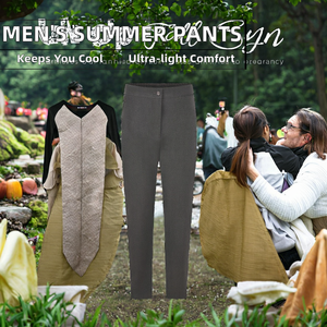 Pantalon décontracté d'été pour homme, personnalisable, en toile légère, souple, respirante, à élastique sur quatre côtés, taille mi-haute, coupe droite, imperméable et anti-UV - Product Image 2