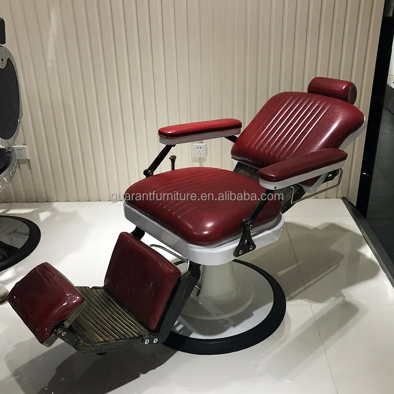 Silla de barbero hidráulica de alta resistencia, sillón rojo antiguo, en venta