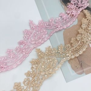 LS808 Trang Sức Cô Dâu Màu Trắng Hồng Phụ Kiện Tự Làm Đồ Trang Trí Ren Kim Sa Thêu Xương Xe Hơi Cho Váy Cưới - Product Image 4