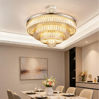 Lustre moderne de luxe à 3/4 couches en cristal, montage encastré, lampe de plafond LED fine de 55 mm pour la maison, le bureau, éclairage décoratif