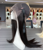 Perruque en cheveux humains vierges européens de la meilleure qualité, couleur brun naturel, avec nœuds simples, perruque frontale en dentelle HD, super double drawn