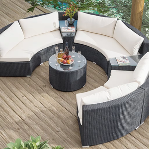 Ensembles <span class=keywords><strong>de</strong></span> <span class=keywords><strong>salon</strong></span> personnalisés Bali Meubles <span class=keywords><strong>de</strong></span> luxe en aluminium ovale en rotin Faux bambou Meubles canapé en rotin - Product Image 1