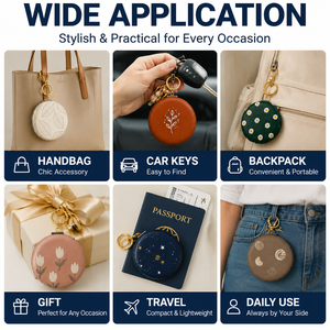 Portable Pocket Mirror Keychains Custom Logo Luxury Round Compact Mirror Keychain PU <strong>Leather</strong> Folding Makeup Mirror <strong>Key</strong> <strong>Chains</strong> - Product Image 3