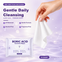 Lingettes intimes à l'acide borique, formule douce équilibrée au pH, sans alcool, sans parfum, lingettes d'hygiène intime, 10 unités, usage quotidien