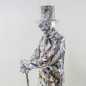 Costumi da specchio da uomo in argento costume spettacolo teatrale robot abiti da ballo costumi da ballo usati per feste in vendita