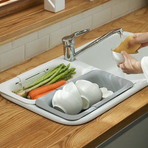 Fábrica Atacado Cozinha Extensível Drenagem Cesta <span class=keywords><strong>Colander</strong></span> Vegetal Ajustável Coador Lavatório Sobre Cesta De Pia - Product Image 5