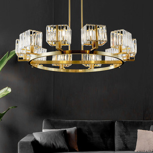 Luxury All-Copper Postmodern Crystal Chandelier Minimalist Nordic Style <b>Dining</b> Living Room <b>Light</b> Bedroom Lobby Lighting Fixture - Product Image 1